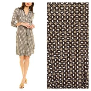J. McLaughlin Brynn Brown Geometric Button Down Shirt Dress.   16